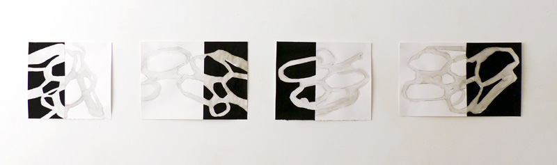 Philip Bradshaw, Studio Installation view B&W Canholder drawings, 2016